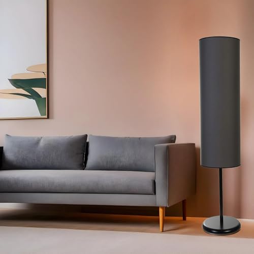 Opviq Stylish Floor Lamp with Metal Body, 140 cm Height, Black & Dark Grey, E27 Socket, On-Cable Switch, 30 cm Cap & Leg Diameter | Modern Lighting for Home von Opviq