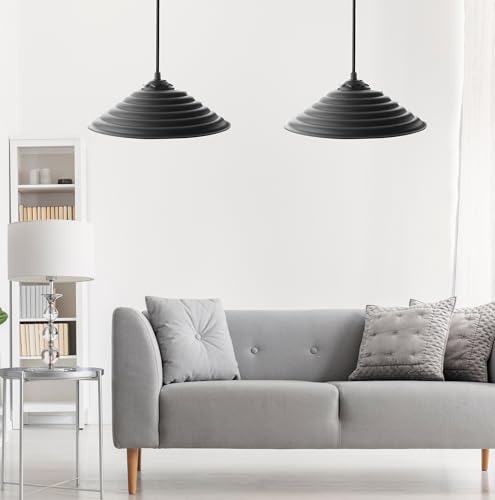 Opviq Stylish UFO Chandelier (2 Pieces), Black, Adjustable Height 50 cm | ABS & Polycarbonate, E27 Max 40W | Perfect for Industrial & Scandinavian Decor von Opviq