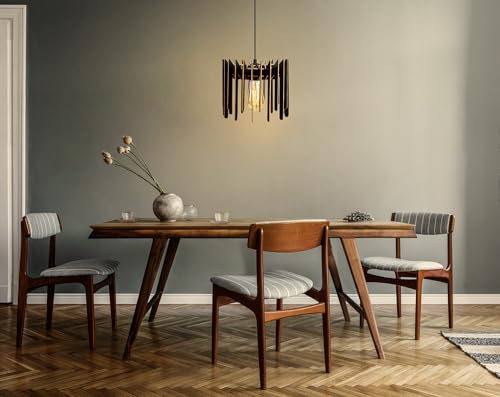 Opviq Stylish ZigZag Chandelier, Black MDF, 55 cm Height | Adjustable Cable, E27 Socket Max 40W | Modern Scandinavian Design for Elegant Spaces von Opviq