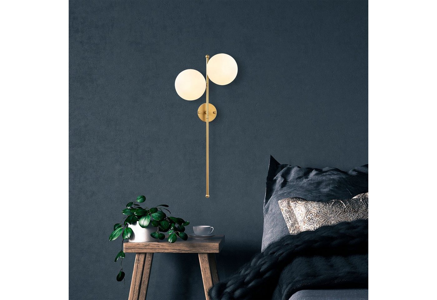 Opviq Wandleuchte Fazli FLG, Glänzendes,Gold, 32 x 27 x 72 cm, Metallkörper von Opviq