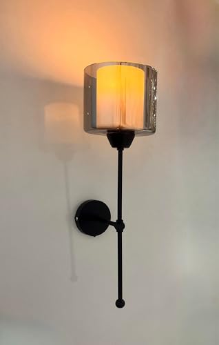 Stylish Black Wall Lamp, Metal Body & Glass Cap, 60 cm Height, 15 cm Diameter | 1 x 3.15W LED Socket, IP20 | Modern Lighting for Home & Office Stylish Black Wall Lamp, Metal Body & Glass Cap, 60 cm Height, 15 cm Diameter | 1 x 3.15W LED Socket, IP20 | Modern Lighting for Home & Office von Opviq