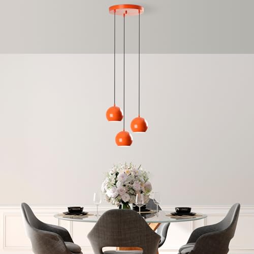 Stylish Orange Chandelier, Metal Body, 45 cm Diameter, Adjustable Height 45-111 cm, 3 x E27 Socket, Perfect for Modern Spaces, Elegant Design Stylish Orange Chandelier, Metal Body, 45 cm Diameter, Adjustable Height 45-111 cm, 3 x E27 Socket, Perfect for Modern Spaces, Elegant Design von Opviq