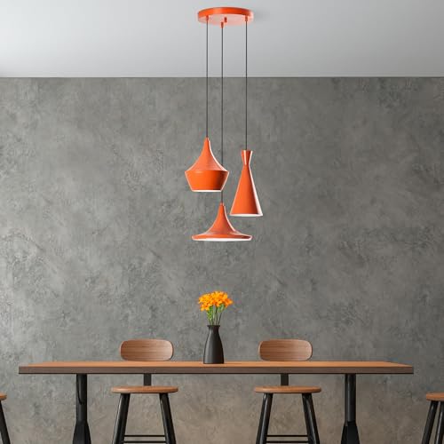Stylish Orange Chandelier, Metal Body, 45 cm Diameter, Adjustable Height 45-135 cm, 3 x E27 Sockets, Perfect for Modern Decor | IP20 Rated Stylish Orange Chandelier, Metal Body, 45 cm Diameter, Adjustable Height 45-135 cm, 3 x E27 Sockets, Perfect for Modern Decor | IP20 Rated von Opviq