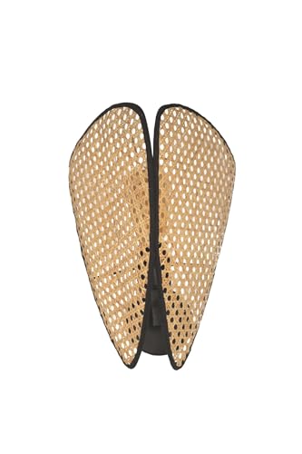 Stylish Wall Lamp, Black & Beige, 35 cm Height | Metal Body, Fabric Cap, 1 x 3.15W LED, Battery Operated, IP20 | Perfect for Modern Decor & Ambiance von Opviq