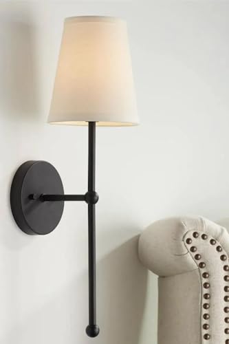 Stylish Wall Lamp, Metal Body & Fabric Cap, 60 cm Height, Black & White | 1 x 3.15W LED Socket, IP20 Rated | Perfect for Modern Home Decor von Opviq
