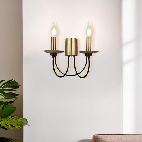 Stylish Wall Lamp with Metal Body, Antiquation & Black Finish, 24 cm Height | E14 Socket (Max 40W) | Ideal for Modern Home Decor, IP20 Rated von Opviq
