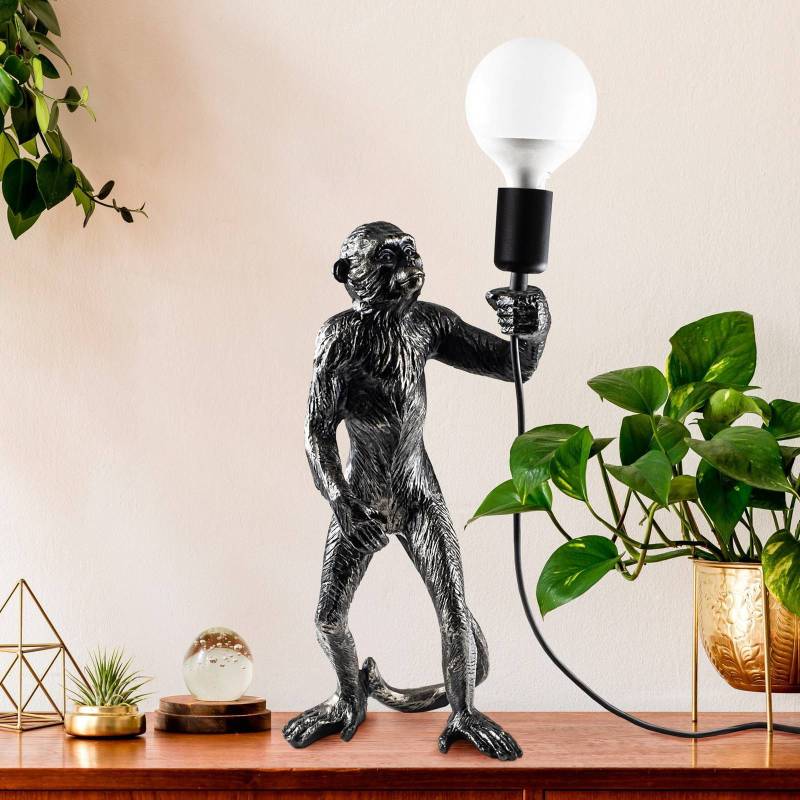 Tischlampe Singe, schwarz, Polyester, Höhe 46 cm, Affenfigur Tischlampe Singe, schwarz, Polyester, Höhe 46 cm, Affenfigur von Opviq