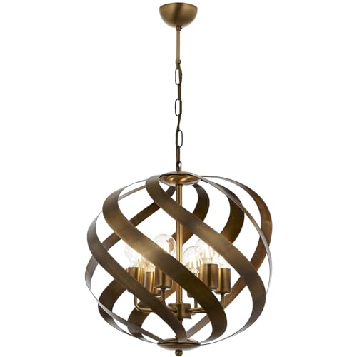 Vintage Industrial Chandelier, Metal Body, 75 cm Height, 40 cm Diameter, 6 x E27 Max 40W, Brown Solid Color | Glamorous Modern Lighting for Home Vintage Industrial Chandelier, Metal Body, 75 cm Height, 40 cm Diameter, 6 x E27 Max 40W, Brown Solid Color | Glamorous Modern Lighting for Home von Opviq