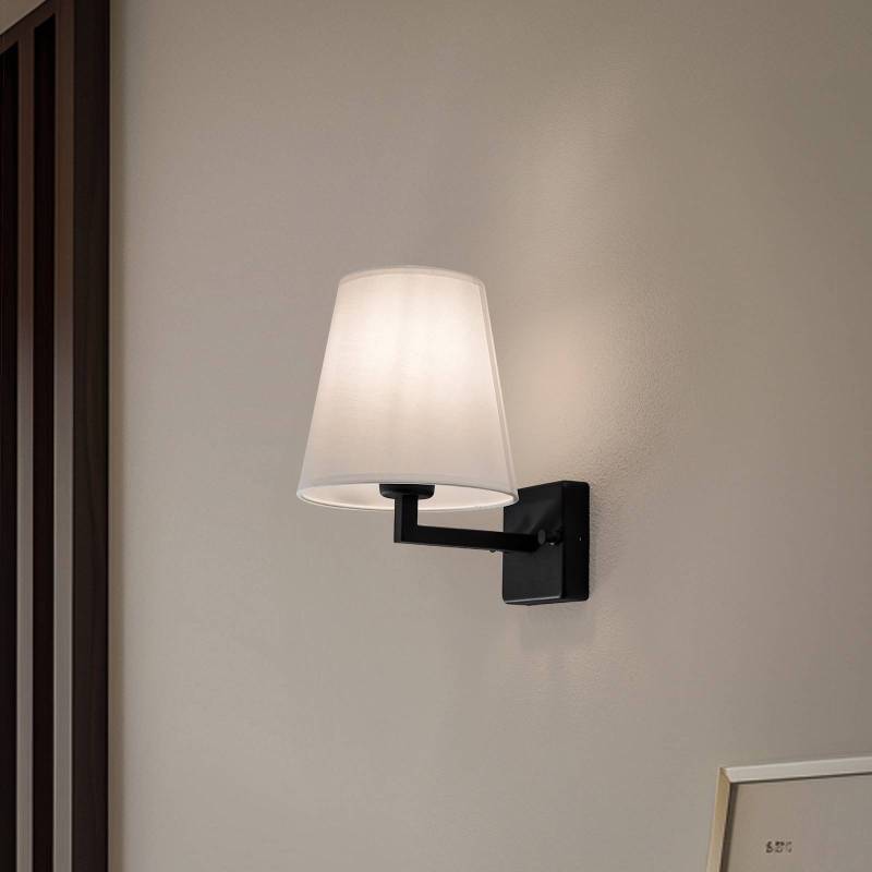 Wandlampe Profil 4659, schwarz, weißer Stoffschirm von Opviq