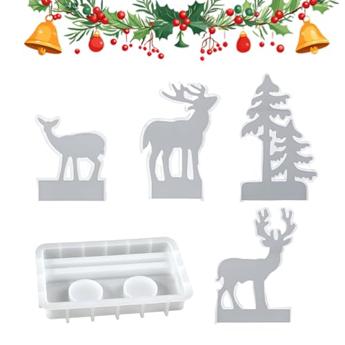 Christmas Silicone Molds, Tree Mold, Elk Plaster Casting Molds, Sturdy Holiday Crafting Tools, Easy Release Epoxy Resin Soap Candle Handicraft Kit for Beginners, 0.31 Inches von Opvonxeh