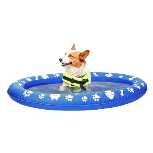 Hundepool Schwimmreifen,Aufblasbarer Pool Schwimmreifen für Hunde | Schwimmhilfe Wasserspielzeug für Alle Größen Haustiere Outdoor Sommer See Fluss Camping Party von Opvonxeh