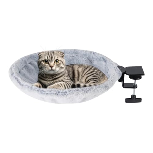 Katzenkorb auf Schreibtisch | Hängematte für Kätzchen im Innenbereich trägt bis zu 23 kg | rutschfeste Babywanne Schreibtisch für Katzen | Wohnzimmer Schlafzimmer Balkon Fensterbank von Opvonxeh
