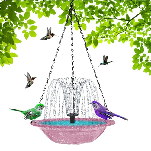 Vogelbad Mit Springbrunnen | Solar Springbrunnen Pumpe - Vogelfutterautomat Aufhängbar Gartendekoration Für Terrasse Balkon Garten Deko Naturliebhaber Draußen von Opvonxeh