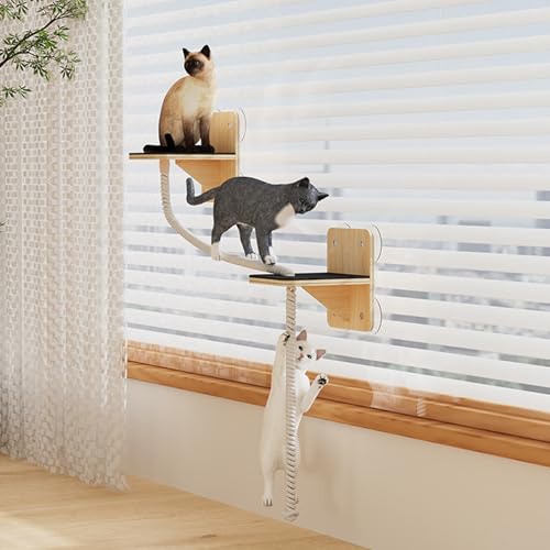 Wall Mounted Cat Furniture, Space-Saving Cat Shelves, Natural Climbing Perch, Scratching Tower Tree, Elevated Kitten Stairs for Window View, Home Decor, Indoor Activity, Outdoor Exploration Wall Mounted Cat Furniture, Space-Saving Cat Shelves, Natural Climbing Perch, Scratching Tower Tree, Elevated Kitten Stairs for Window View, Home Decor, Indoor Activity, Outdoor Exploration von Opvonxeh