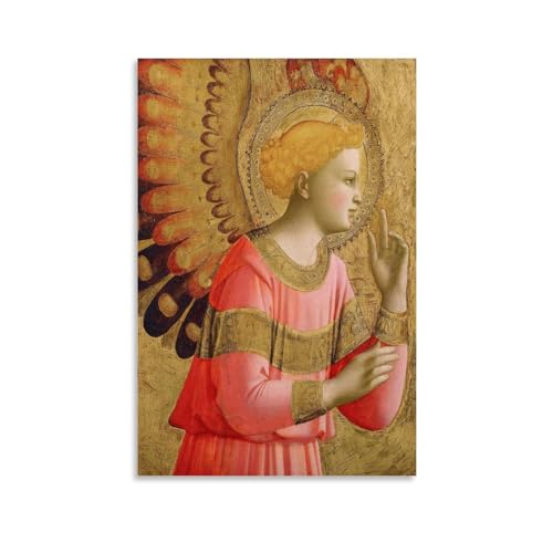 OqcEha Fra Angelico berühmtes Gemälde – Verkündigender Engel (zwischen 1450 und 1455) Poster, Bild, Druck, Wandkunst, Gemälde, Leinwand, Kunstwerke, Geschenkidee, Raumästhetisch, 40 x 60 cm von OqcEha