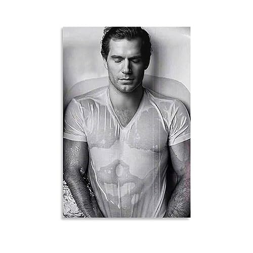 OqcEha Henry Cavill Vintage-Poster, Superstar, Wandkunst, Geschenke, Schlafzimmer, Heimdekoration, hängendes Bild, Leinwand, Gemälde, 50 x 75 cm von OqcEha