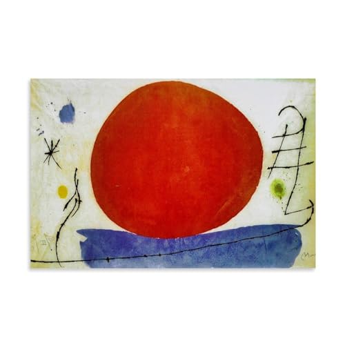 OqcEha Joan Miro Surrealismus Poster Die Rote Sonne Druck Foto Kunst Malerei Leinwand Home Dekorative Schlafzimmer Moderne Dekorationen Geschenke 30 x 45 cm von OqcEha