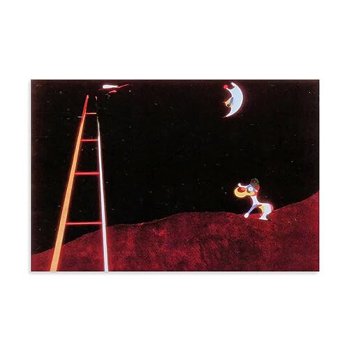 OqcEha Joan Miro Surrealismus Poster Hund bellen am Mond Leinwand Wandkunst Bild Drucke Hängende Foto Geschenkidee Dekor Zuhause Kunstwerke 30 x 45 cm von OqcEha