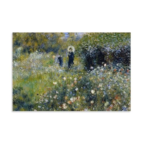OqcEha Pierre Auguste Renoir Gemälde, Wandkunst, Poster, Drucke, Frau mit Sonnenschirm im Garten, Poster, Bild, Druck, Leinwand, Wandfarbe, Kunst, Dekor, moderne Wohnkunstwerke, Geschenkidee, 40 x 60 von OqcEha
