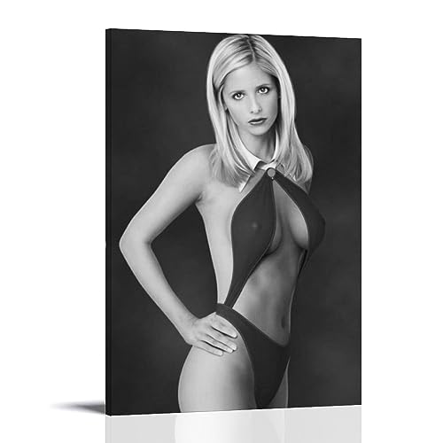 OqcEha Sarah Michelle Gellar Vintage-Poster Schauspielerin Coole Kunstwerke Gemälde Wandkunst Leinwanddrucke Hängemälde Heimdekoration Geschenkidee 20 x 30 cm von OqcEha