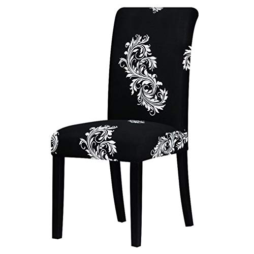 OqcEha Stretch Stuhl Slipcover, waschbar Stuhl Protector, 4 Pcs All Black Flower Printed Chair CoverFor Banquet Hotel Arm Wedding (Color : K124) (Color : 125870, Size : Universal Size) von OqcEha