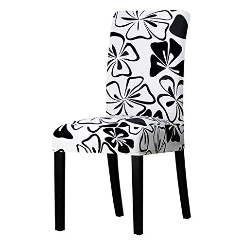 OqcEha Stretch Stuhl Slipcover, waschbar Stuhl Protector, 4 Pcs All Black Flower Printed Chair CoverFor Banquet Hotel Arm Wedding (Color : K124) (Color : K001, Size : Universal Size) von OqcEha