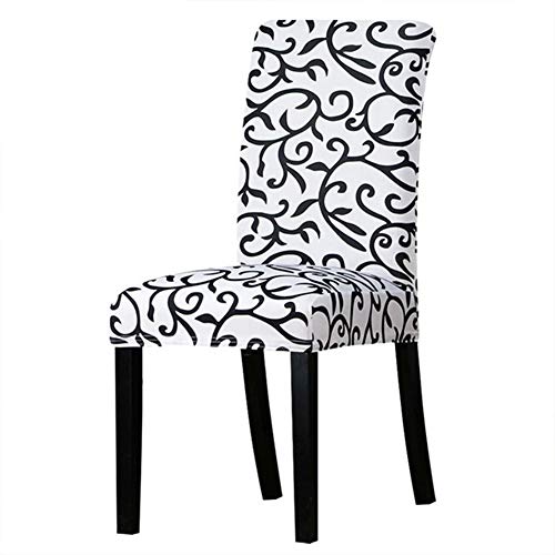 OqcEha Stretch Stuhl Slipcover, waschbar Stuhl Protector, 4 Pcs All Black Flower Printed Chair CoverFor Banquet Hotel Arm Wedding (Color : K124) (Color : K044, Size : Universal Size) von OqcEha