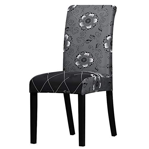 OqcEha Stretch Stuhl Slipcover, waschbar Stuhl Protector, 4 Pcs All Black Flower Printed Chair CoverFor Banquet Hotel Arm Wedding (Color : K124) (Color : K051, Size : Universal Size) von OqcEha