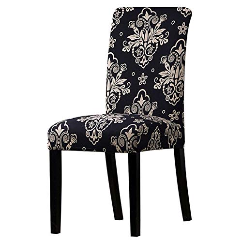 OqcEha Stretch Stuhl Slipcover, waschbar Stuhl Protector, 4 Pcs All Black Flower Printed Chair CoverFor Banquet Hotel Arm Wedding (Color : K124) (Color : K124, Size : Universal Size) von OqcEha
