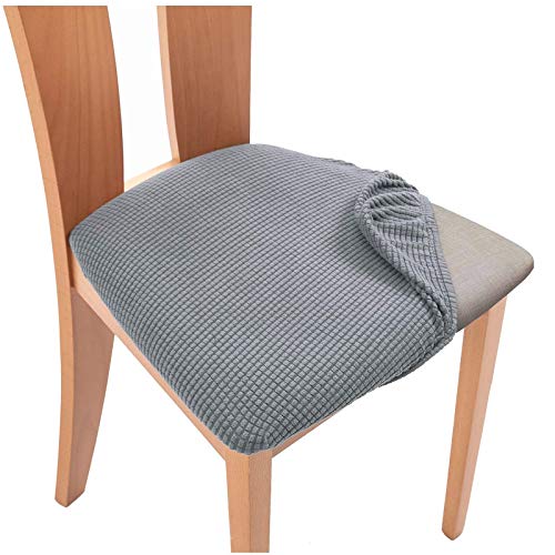 OqcEha Stretch Stuhl Slipcover, waschbar Stuhl Protector, Chair Covers 2 pcs Jacquard Dining Chair Covers Stretch Seat Cushion Slipcover for Kitchen Chairs (Color : Dark Grey) (Size : B4 Chair Cover) von OqcEha