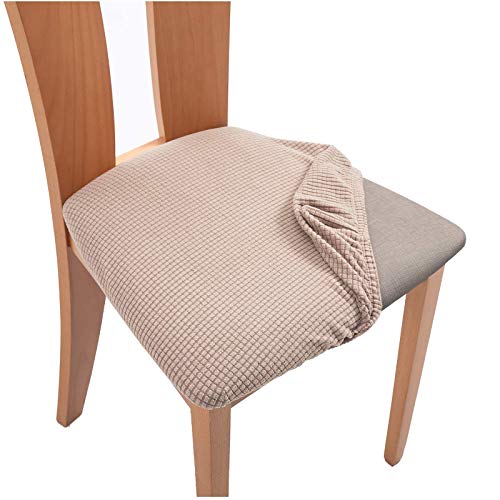 OqcEha Stretch Stuhl Slipcover, waschbar Stuhl Protector, Chair Covers 2 pcs Jacquard Dining Chair Covers Stretch Seat Cushion Slipcover for Kitchen Chairs (Color : Dark Grey) (Size : B5 Chair Cover) von OqcEha