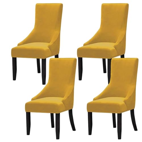 Stretch Stuhl Slipcover, waschbar Stuhl Protector, Reusable Armless Wingback Chair Cover Washable Dining Chair Covers For Dining Room Home Decor (Color : Red, Size : 8) ( Color : Giallo , Size : 4 ) von OqcEha