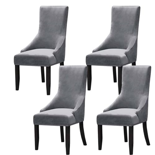 Stretch Stuhl Slipcover, waschbar Stuhl Protector, Reusable Armless Wingback Chair Cover Washable Dining Chair Covers For Dining Room Home Decor (Color : Red, Size : 8) ( Color : Light Gray , Size : 4 von OqcEha