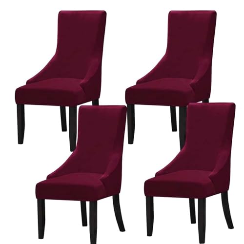 Stretch Stuhl Slipcover, waschbar Stuhl Protector, Reusable Armless Wingback Chair Cover Washable Dining Chair Covers For Dining Room Home Decor (Color : Red, Size : 8) ( Color : Rosso , Size : 4 ) von OqcEha
