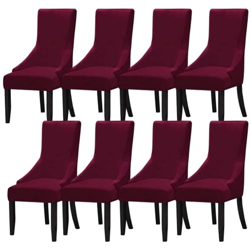 Stretch Stuhl Slipcover, waschbar Stuhl Protector, Reusable Armless Wingback Chair Cover Washable Dining Chair Covers For Dining Room Home Decor (Color : Red, Size : 8) ( Color : Rosso , Size : 8 ) von OqcEha