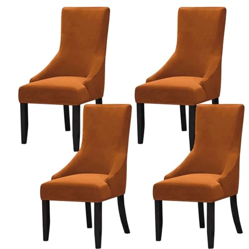 Stretch Stuhl Slipcover, waschbar Stuhl Protector, Reusable Armless Wingback Chair Cover Washable Dining Chair Covers for Dining Room Home Decor (Color : Red, Size : 8) (Color : Oranje, Size : 4) von OqcEha