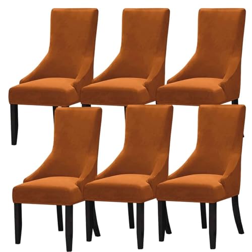 Stretch Stuhl Slipcover, waschbar Stuhl Protector, Reusable Armless Wingback Chair Cover Washable Dining Chair Covers for Dining Room Home Decor (Color : Red, Size : 8) (Color : Oranje, Size : 6) von OqcEha