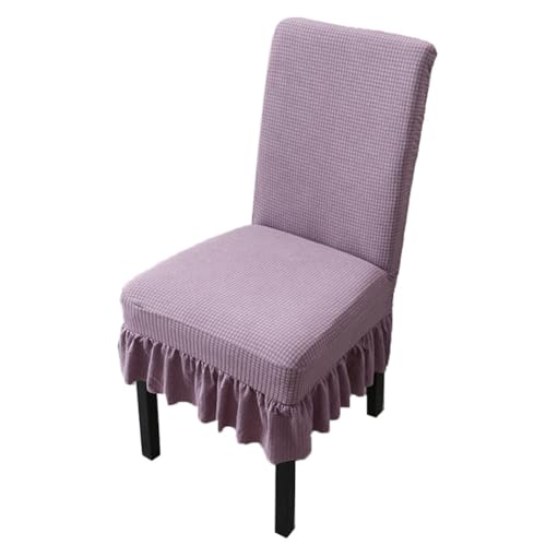 Stretch Stuhl Slipcover, waschbar Stuhl Protector, Universal Stretch Waterproof Chair Cover with Ruffled Skirt Plaid Textured Solid Color Stool Slipcover Protectors for Dining,Purple ( Size : Purple ) von OqcEha