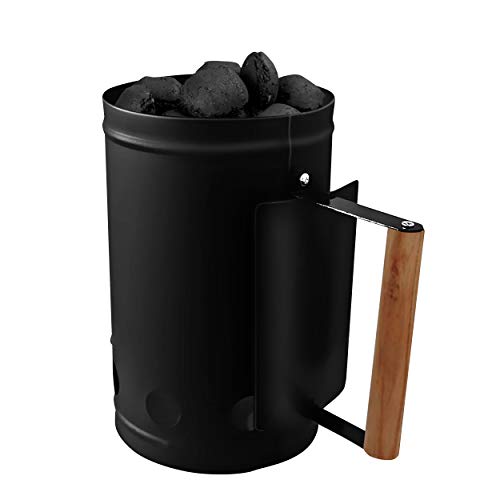 Ora-Tec Anzündkamin - Sicherer und schneller Kohleanzünder für Grillkohle und Briketts - Grillen wie die Profis - Verzinktes Metall (Schwarz) von Ora-Tec
