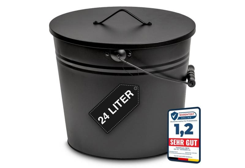 Ora-Tec Aschekasten Ascheeimer mit Deckel Kohleeimer 24 Liter aus Stahlblech, Kamineimer mit Deckel - Allzweckeimer für den Innen- und Außenbereich von Ora-Tec