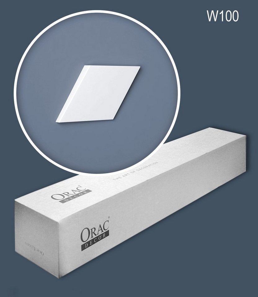 Orac Decor 3D Wandpaneel W100-box, BxL: 15x25.8 cm, 0.038 qm, (1 Karton Paneel-Set, 18-tlg., ROMBUS Stuck-Wandpaneele Zierelemente Dekorelemente) weiß vorgrundiert von Orac Decor