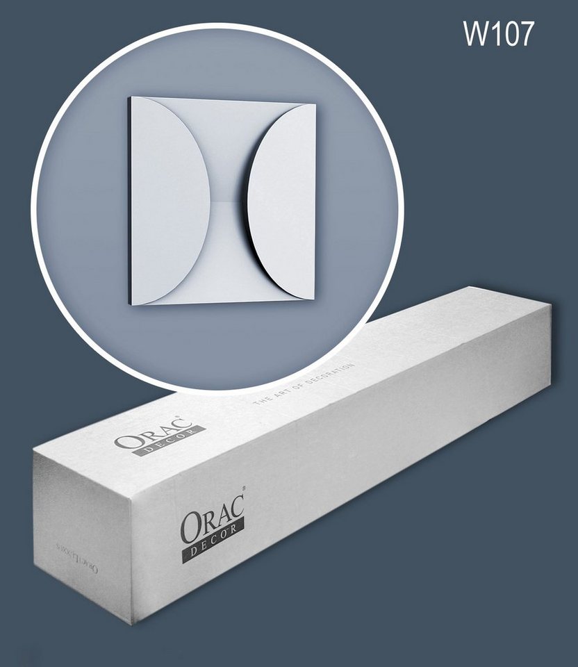 Orac Decor 3D Wandpaneel W107-box, BxL: 33.3x33.3 cm, 0.11 qm, (1 Karton Paneel-Set, 5-tlg., CIRCLE Stuck-Wandpaneele Zierelemente Dekorelemente) weiß vorgrundiert von Orac Decor