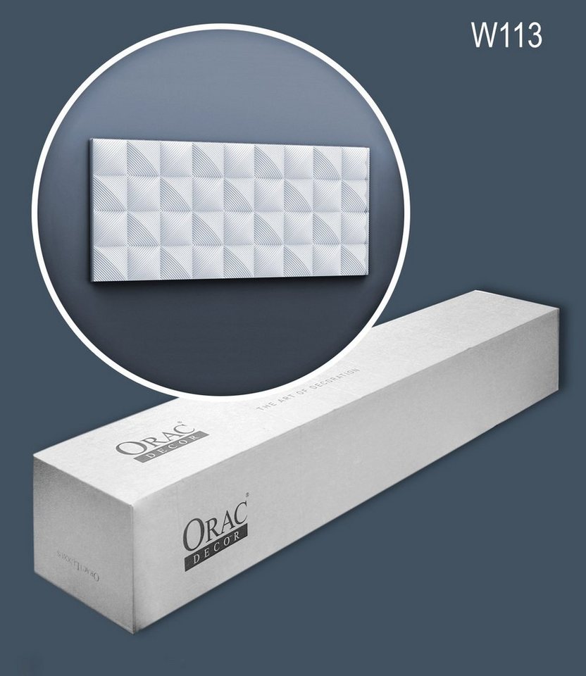 Orac Decor 3D Wandpaneel W113-box, BxL: 25x200 cm, 0.5 qm, (1 Karton Paneel-Set, 7-tlg., COBBLE Stuck-Wandpaneele Zierelemente Dekorelemente) weiß vorgrundiert von Orac Decor
