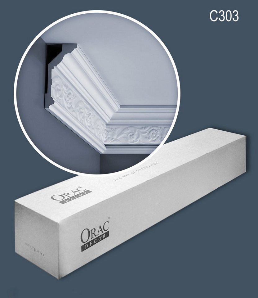 Orac Decor Deckenleiste C303-box, kleben, Purotouch®, 10-St., 1 Karton SET mit 10 Leisten Eckleisten Stuckleisten 20 m von Orac Decor