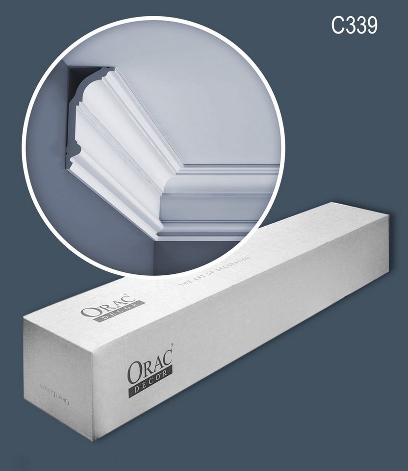 Orac Decor Deckenleiste C339-box, kleben, Purotouch®, 7-St., 1 Karton SET mit 7 Leisten Eckleisten Stuckleisten 14 m von Orac Decor