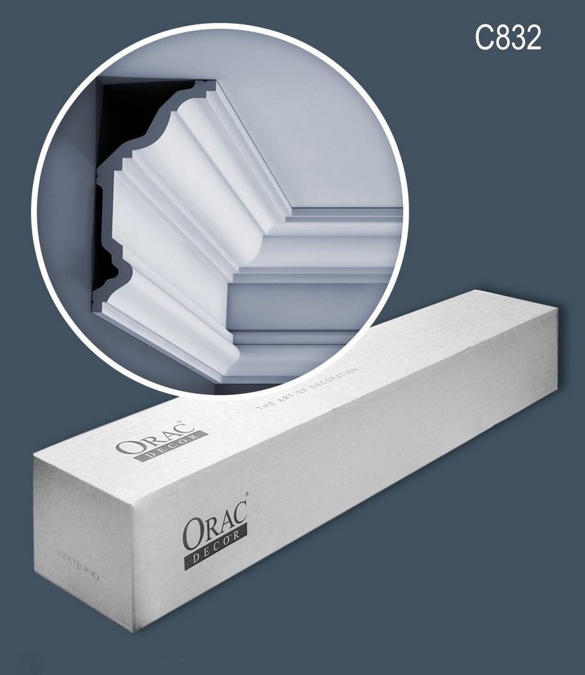 Orac Decor Eckprofil C832-box (1 Karton Leisten-Set, 10-St., Eckleisten, Fassadenprofile, Zierleisten, Stuckleisten, 20 m), weiß, vorgrundiert, für Fassadendekoration von Orac Decor