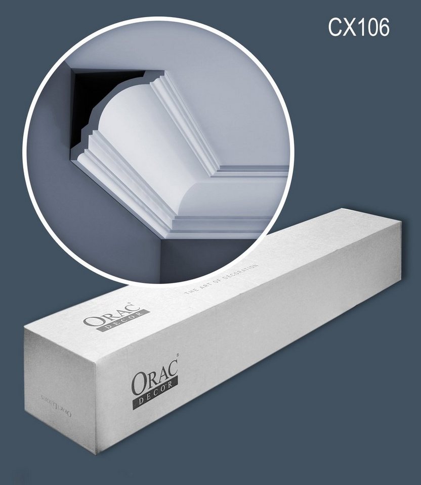 Orac Decor Eckprofil CX106-box (1 Karton Leisten-Set, 13-St., Stuckleisten, Eckleisten, Deckenleisten, Zierleisten, 26 m), weiß, vorgrundiert von Orac Decor