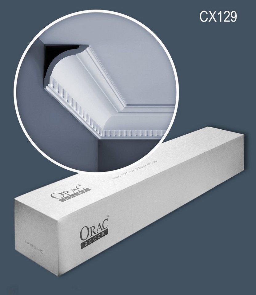 Orac Decor Eckprofil CX129-box (1 Karton Leisten-Set, 14-St., Stuckleisten, Eckleisten, Deckenleisten, Zierleisten, 28 m), weiß, vorgrundiert von Orac Decor