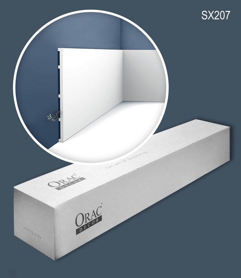 Orac Decor Sockelleiste SX207-box, L: 200 cm, H: 25 cm, 10-St., Fußleisten, Bodenleisten, Zierprofile, Stuckleisten, mit Kabelkanal, mit Kabelaussparung von Orac Decor