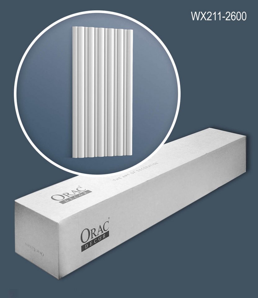 Orac Decor Wandpaneel WX211-2600-box FLUTE 3D Wandpaneele 1 Karton mit 6 Paneelen 15,6 m, BxL: 255x1500 cm, 0 qm, weiß von Orac Decor